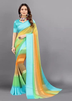 Sitanjali Color Block Bollywood Georgette Saree(Multicolor)