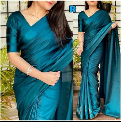 Bhavika silk Mill Solid/Plain Bollywood Chiffon Saree(Blue)