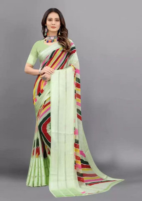 Sitanjali Striped Bollywood Georgette Saree(Multicolor)