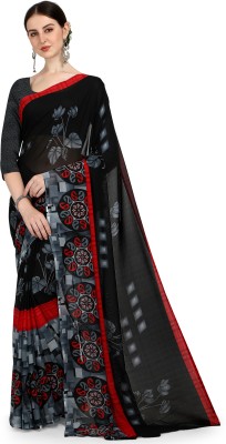 kashvi sarees Paisley, Geometric Print, Floral Print Daily Wear Georgette Saree(Black, Grey)