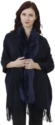 manra Wool Solid Women Shawl(Blue)