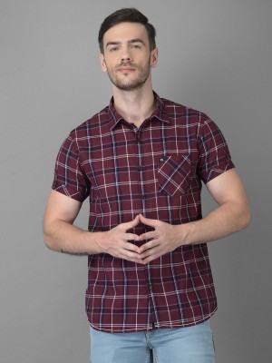 Canary London Men Checkered Casual Maroon Shirt