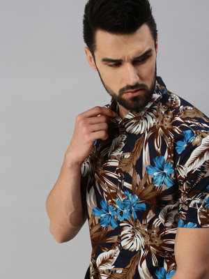 SHOWOFFFF Men Printed Casual Dark Blue Shirt