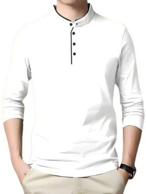 Solid Men White T-Shirt