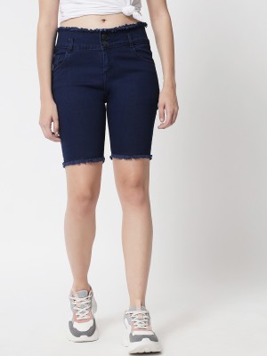 M MODDY Solid Women Denim Blue Denim Shorts