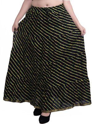 YATVIK Striped Women Regular Black Skirt