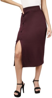 KLART Solid Women A-line Maroon Skirt