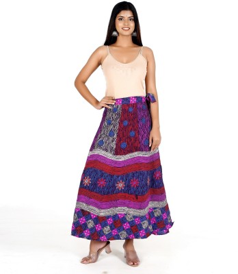 Rangun Printed Women A-line Purple Skirt