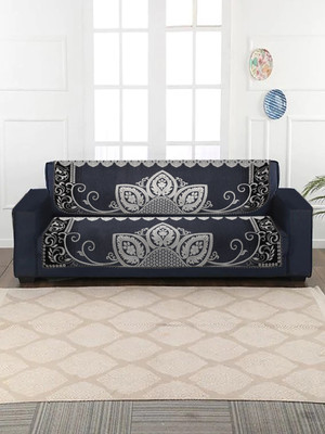 Multitex Chenille 3 Seater Sofa Floral Cover(Pack of 2 Grey)