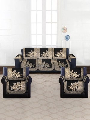 Multitex Cotton 3 Seater Sofa Damask Cover(Pack of 12 Black)