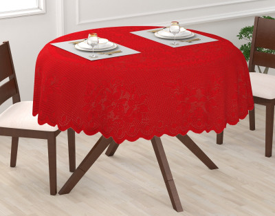 EASTTARDOMM Floral 6 Seater Table Cover(Maroon (Large), Net Cloth, Cotton)