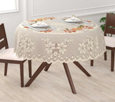 EASTTARDOMM Floral 4 Seater Table Cover(Rust (Medium), Net Cloth, Cotton)