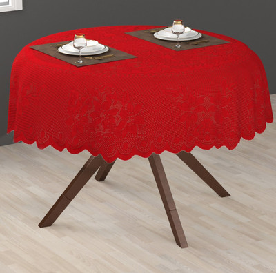 EASTTARDOMM Floral 6 Seater Table Cover(Maroon (Large), Net Cloth, Cotton)