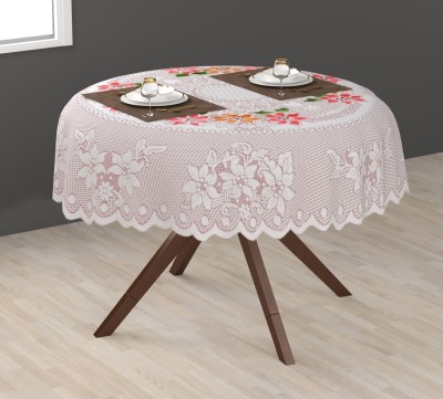 EASTTARDOMM Floral 4 Seater Table Cover(Pink (Medium), Net Cloth, Cotton)