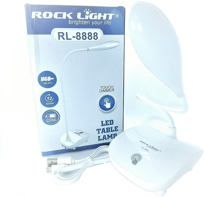 Rocklight RL-8888 HASRU Touch Dimmer LED TABLE LAMP : Rechargeable & Flexible Study Lamp(30 cm, White)