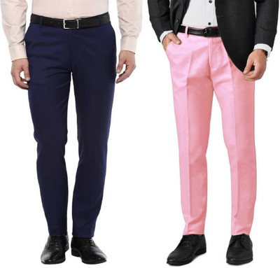 ELANHOOD Regular Fit Men Blue, Pink Trousers