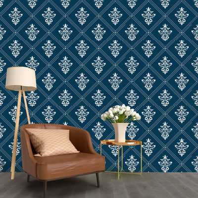 We Kreate Vinyl Floral & Botanical Blue Wallpaper(L x W: 256 cm x 45 cm)