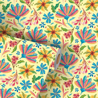 We Kreate Vinyl Floral & Botanical Multicolor Wallpaper(L x W: 252 cm x 45 cm)