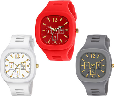 Motugaju Strap Stylish ADDI Designer Combo Watch for Mens & Boys Pack Of 3 Analog Watch  - For Men