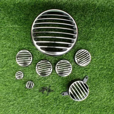 DOLSHACOB BULLET ENFIELD CLASSIC DIAMOND GRILL COMPLETE SET MADE IN INDIA Bike Headlight Grill(Steel)