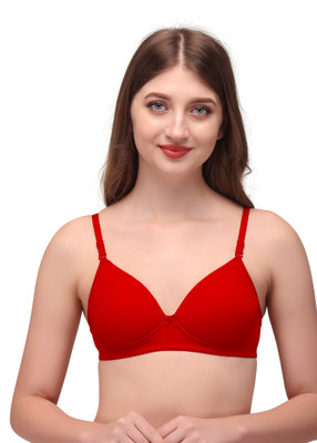 shgloble Women's Everyday Lightly Padded T-Shirt Bra. Women Push-up Heavily Padded Bra(Red)