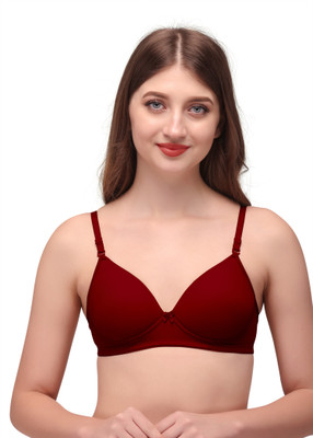 shgloble Women's Everyday Lightly Padded T-Shirt Bra. Women Push-up Heavily Padded Bra(Maroon)