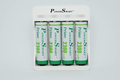 Power Smart PS 475+2300 BP4 USB Charger for AA-AAA Ni-Cd/NI-MH with 2300 mAh 4 AA Cells  Camera Battery Charger(White)