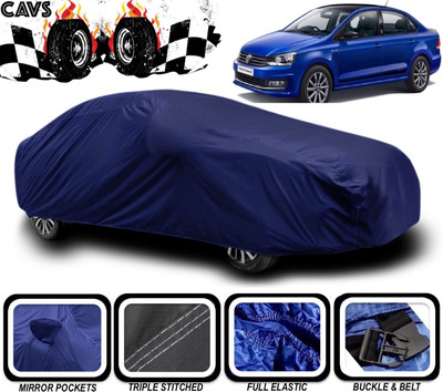 CAVS Car Cover For Volkswagen Vento (With Mirror Pockets)(Blue)