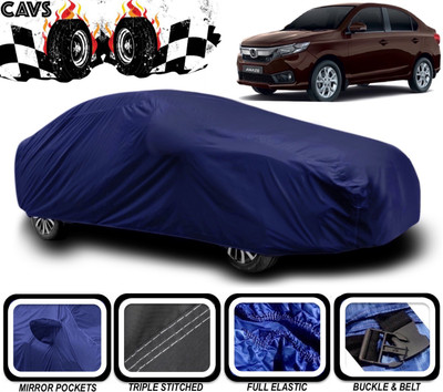 CAVS Car Cover For Honda Amaze (With Mirror Pockets)(Blue)