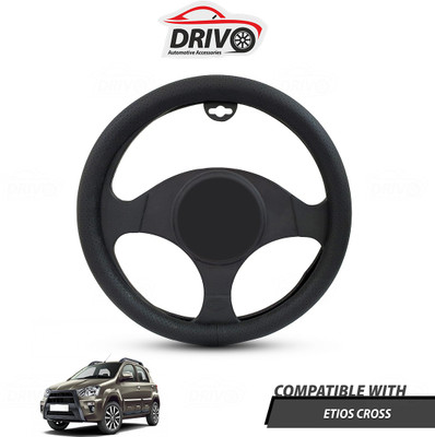 Drivo Steering Cover For Toyota Etios Cross(Black, Leatherite)