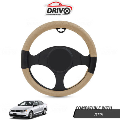 Drivo Steering Cover For Volkswagen Jetta(Beige, Black, Leatherite)