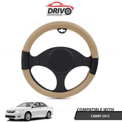 Drivo Steering Cover For Toyota Camry(Beige, Black, Leatherite)