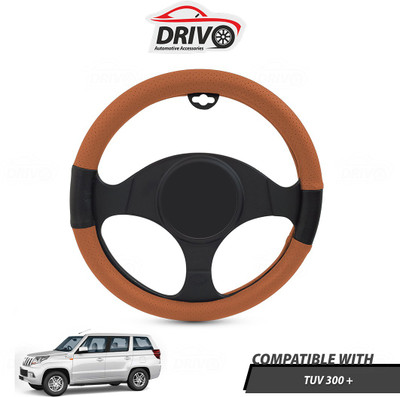 Drivo Steering Cover For Mahindra TUV 300(Tan, Black, Leatherite)