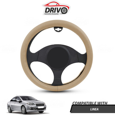 Drivo Steering Cover For Fiat Linea(Beige, Leatherite)