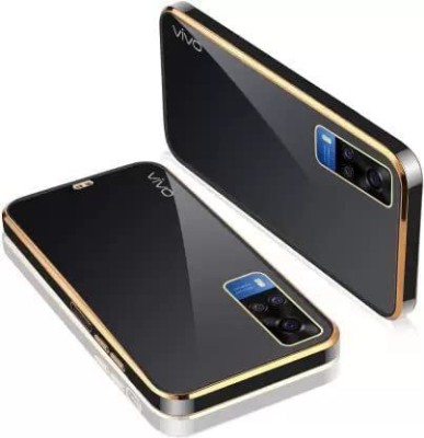 Yebhi Online Back Cover for Vivo Y31 2020 |Electroplated Silicon Golden Plating Crystal Clear Case|(Black, Grip Case, Pack of: 1)