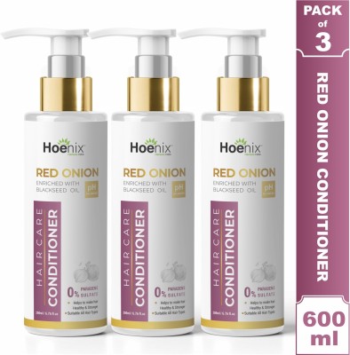 Hoenix Herbals Onion Conditioner For Dandruff/Hairfall/Curly & Damaged Hair(Pack of 3)(600 ml)