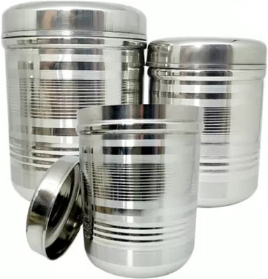 Tactware Steel Tea Coffee & Sugar Container  - 1000 ml, 800 ml, 500 ml(Pack of 3, Silver)