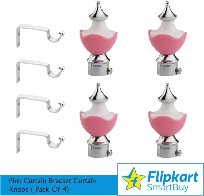 Flipkart SmartBuy Pink, Silver Rod Rail Bracket, Curtain Hooks, Curtain Knobs Metal(Pack of 4)