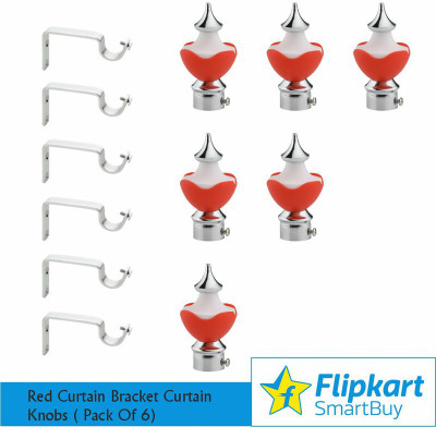 Flipkart SmartBuy Red, Silver Rod Rail Bracket, Curtain Knobs Metal(Pack of 6)