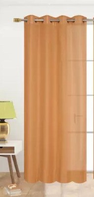 Vishu Enterprises 276 cm (9 ft) Blends Semi Transparent Long Door Curtain Single Curtain(Solid, Orange)