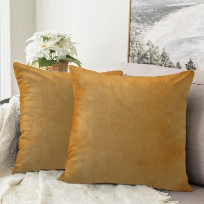 Bluegrass Plain Cushions Cover(Pack of 2, 30 cm*30 cm, Gold)