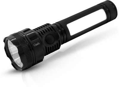 cinefx Rechargeable Torch Light Long Range Upto 800 Meter Waterproof Battery Backup 8 hrs Torch Emergency Light(PACK OF 2), Black)