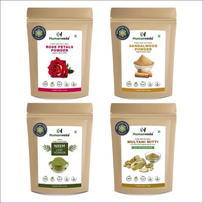 Humanveda Multani Mitti Sandalwood (Chandan) Rose Petals & Neem Powder - Face Pack – 500g(500 g)