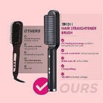 Pink Tokri Hair Style Straightener Heating Comb 5 Temperature Control Brush HSBC103 203 Hair Styler(Black)