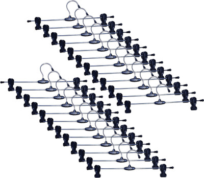 RARE-ZONE Stainless Steel Hangers | Plastic Adjustable Non Slip Clips Steel Dress Pack of 24 Hangers For  Dress(Black)