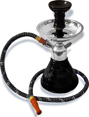 Misr Puff Petite Ultra Black and Chrome Plated IRON PLATE 9 inch Glass Hookah(Black, Silver)