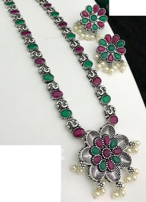 PBM CREATIONS Oxidised Silver Black Jewellery Set(Pack of 1)