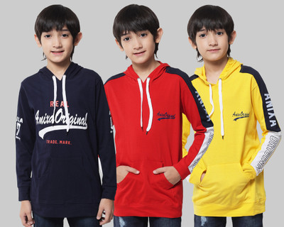 Fit N Fame Boys Typography Cotton Blend Regular T Shirt(Multicolor, Pack of 3)