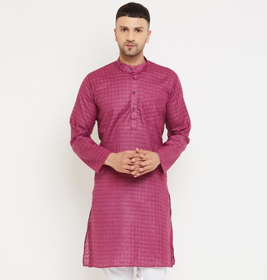 AEW DESIGNS Men Self Design Straight Kurta(Purple)