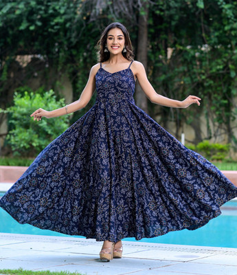 Shrivani Women Gown Blue Maxi/Full Length Dress